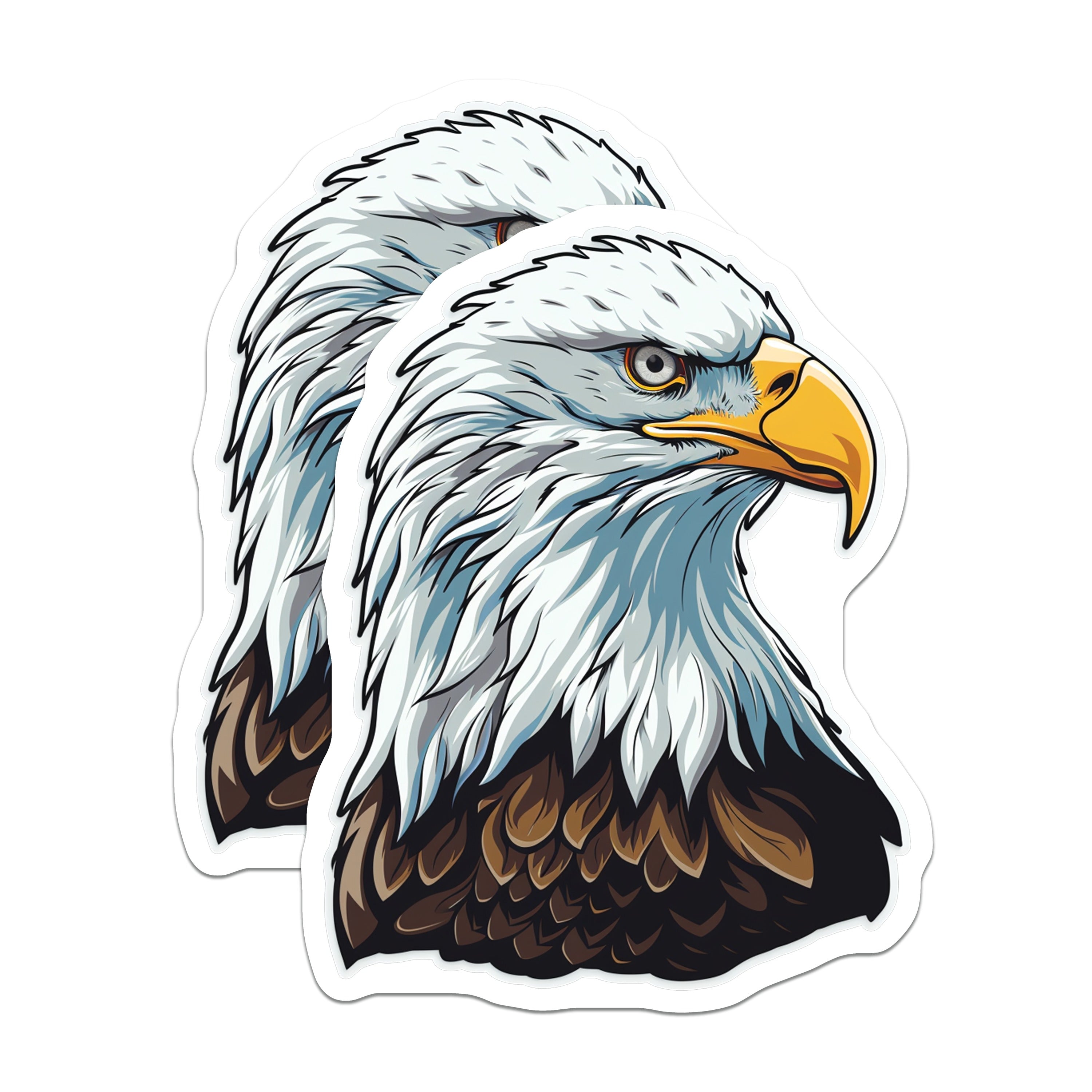 (2 Pack) Bald Eagle Head Magnets - American Wildlife Symbol - Patriotic Home Decor - 5 Inches On Longest Side - Thick Durable Magnet - Made in USA - MAG36346