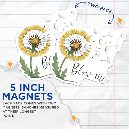 (2 Pack) Dandelion Blow Me Magnets Magnets - Inspirational Home Decor - Flower-Themed Office Accessories - 5" On Longest Side - Made in USA - Sticks to Refrigerators & Metal Surfaces - MAG8618