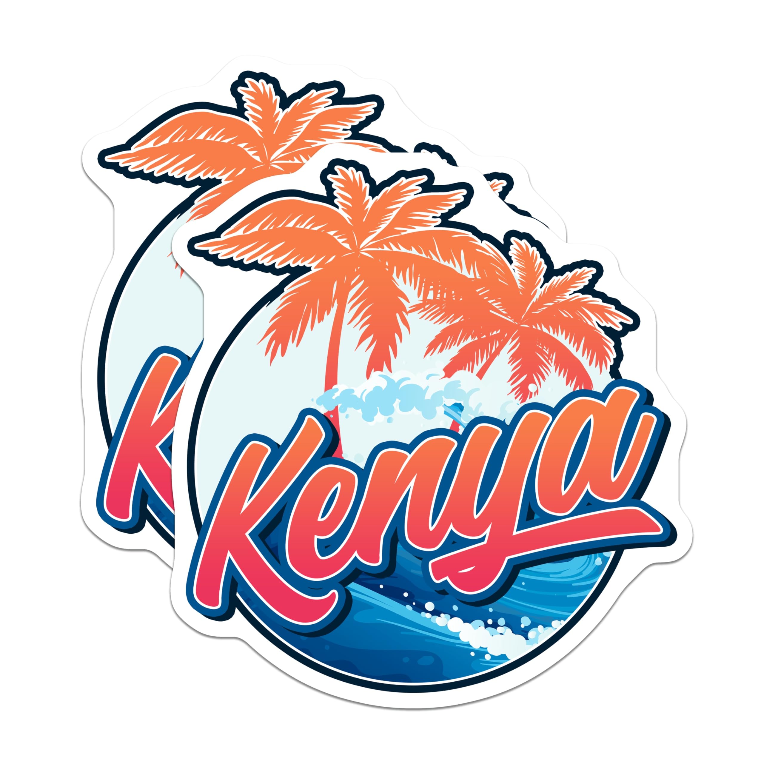(2 Pack) Kenya Travel Magnets - Tropical Palm Tree - Africa Souvenir Decor - 5" On Longest Side - Premium Magnet - for Cars, Refrigerators, Toolboxes, Lockers - Made in USA - MAG18801