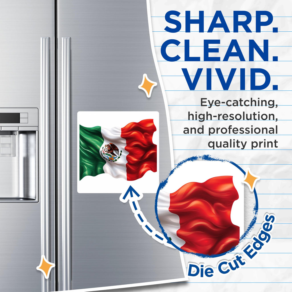 (2 Pack) Mexican Flag Magnets - National Emblem Decor - Patriotic Refrigerator Art - Mexico Pride Souvenirs - 5 Inches On Longest Side - Thick Durable Magnet - Made in USA - MAG29240