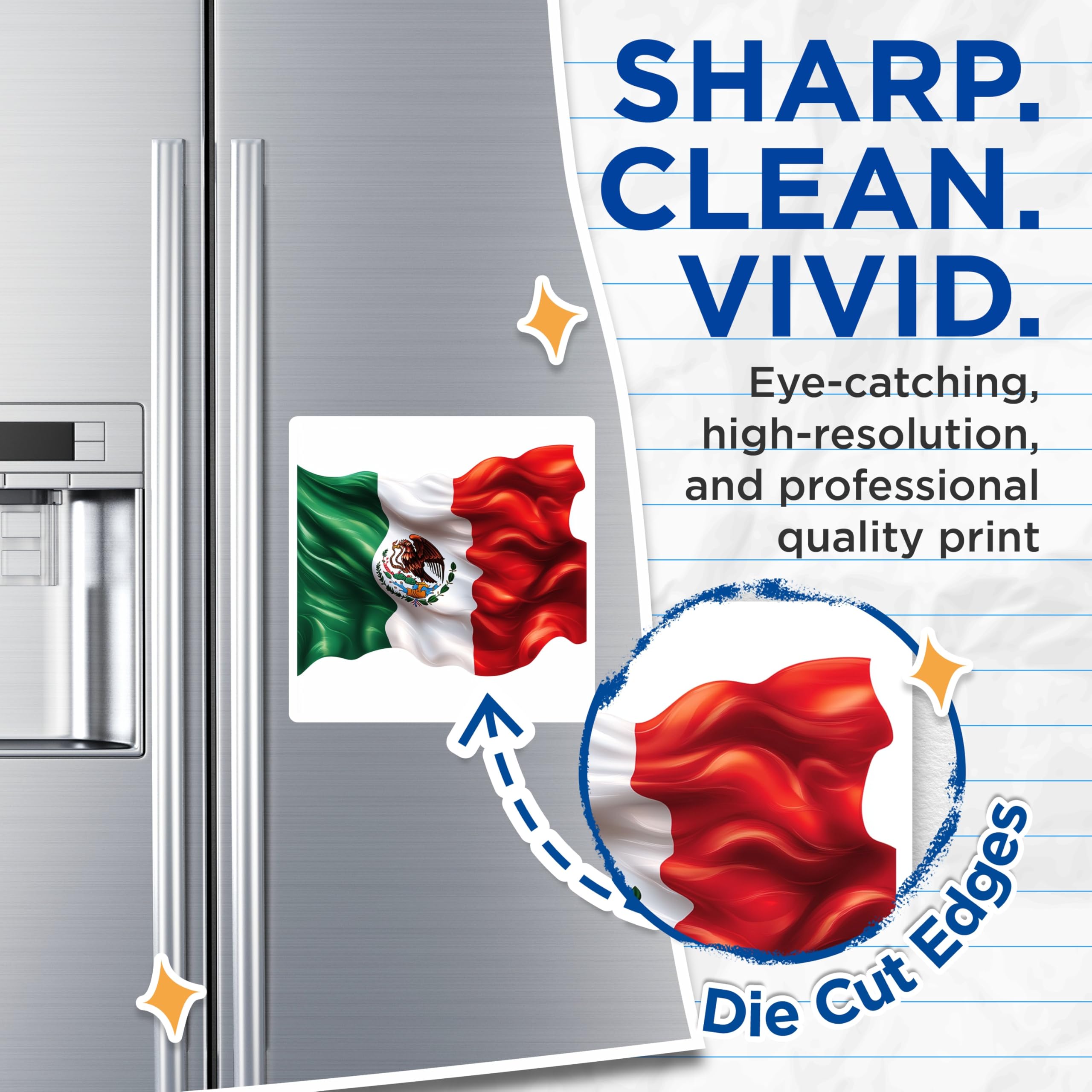 (2 Pack) Mexican Flag Magnets - National Emblem Decor - Patriotic Refrigerator Art - Mexico Pride Souvenirs - 5 Inches On Longest Side - Thick Durable Magnet - Made in USA - MAG29240