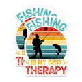 (2 Pack) Fishing is My Best Therapy Stickers - Funny Fishing Stickers - Outdoor Fisherman Stickers - 5" On Longest Side - Sticks to Smooth Flat Surfaces - Made in USA - BMCS3991