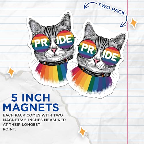 (2 Pack) LGBTQ+ Pride Decor Magnet - 5" On Longest Side - Sticks to Smooth Flat Surfaces - Made in USA - MAG9550
