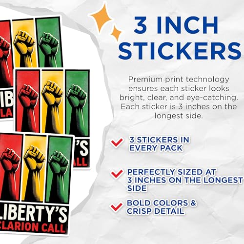 (3 Pack) Liberty's Call Decals - Colorful Fist Graphic - Laptop Decal - 3 Inches On Longest Side - Easy Peel & Apply - Made in USA - 3MCS1484
