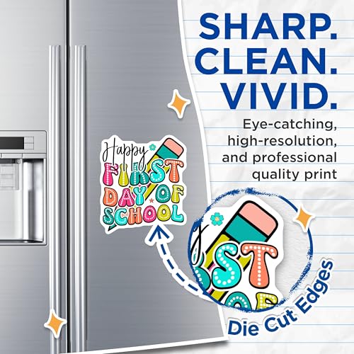 (2 Pack) First Day of School Magnets Magnets - Happy School Day DÃƒÂ©cor - 5" On Longest Side - Made in USA - Sticks to Refrigerators & Metal Surfaces - MAG9123