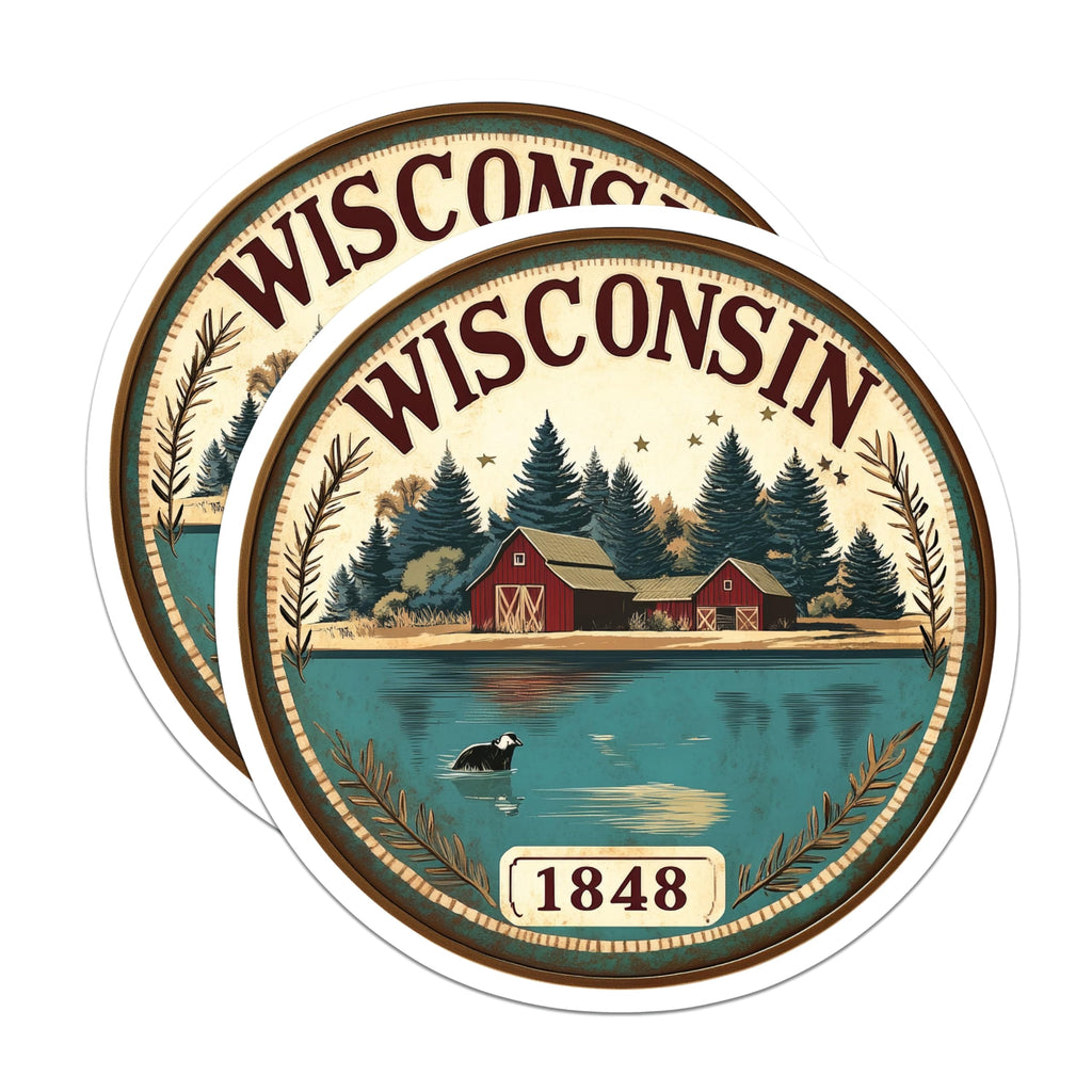 (2 Pack) Wisconsin State Magnets - Lake and Barn Design - Wisconsin Pride Decor - 5" On Longest Side - Premium Magnet - for Cars, Refrigerators, Toolboxes, Lockers - Made in USA - MAG14226