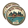 (2 Pack) Wisconsin State Magnets - Lake and Barn Design - Wisconsin Pride Decor - 5" On Longest Side - Premium Magnet - for Cars, Refrigerators, Toolboxes, Lockers - Made in USA - MAG14226