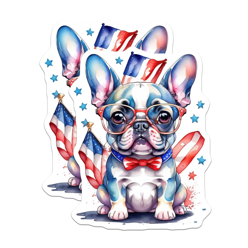 (2 Pack) Patriotic Bulldog Magnets - American Flag Dog - 4th of July Refrigerator Decor - 5" On Longest Side - Premium Magnet - for Cars, Refrigerators, Toolboxes, Lockers - Made in USA - MAG15588