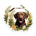 (2 Pack) Cheerful Chocolate Labrador Retriever Magnets - Pet Lover Kitchen Decor - Floral Dog Refrigerator Locker Art - 5 Inches On Longest Side - Thick Durable Magnet - Made in USA - MAG24637