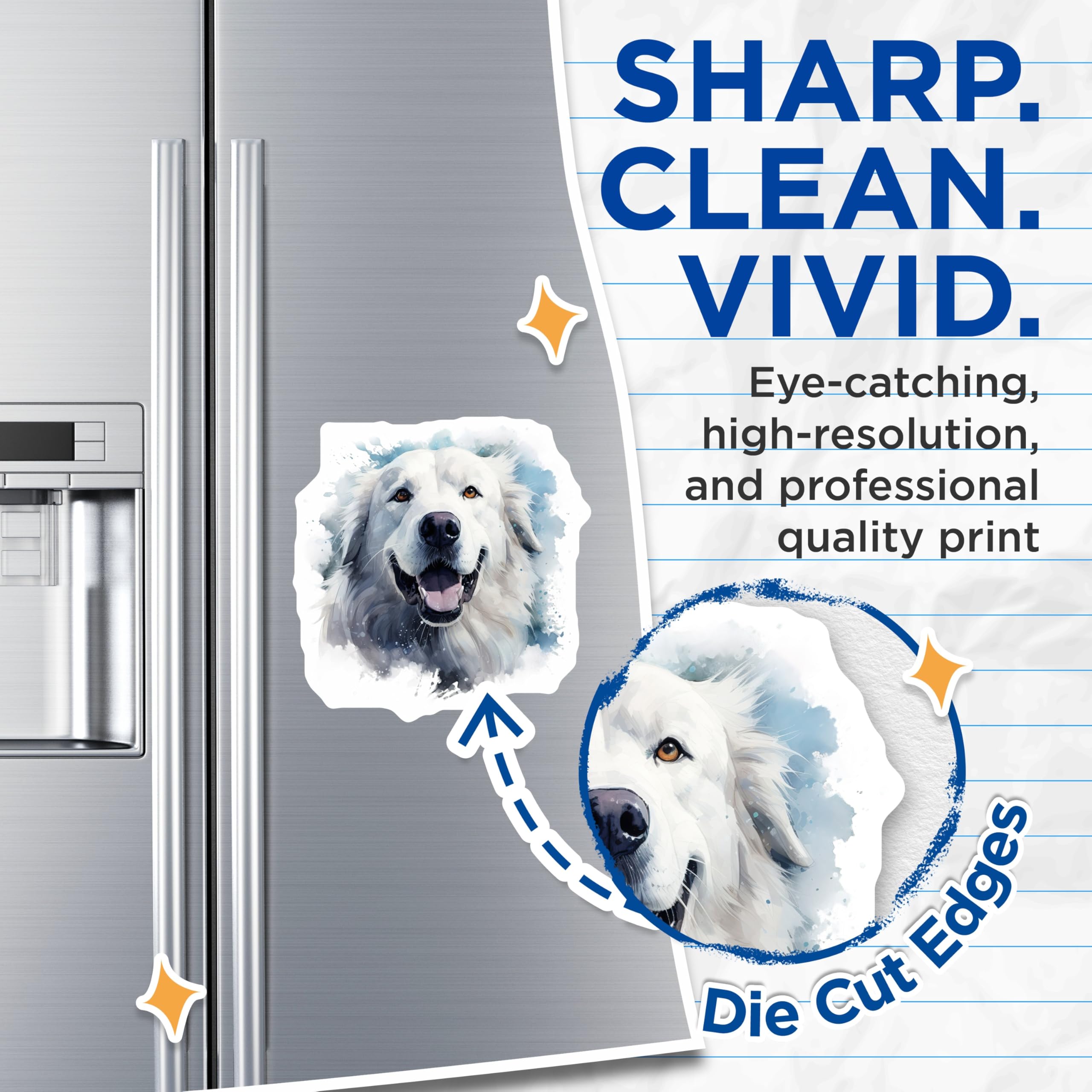 (2 Pack) Watercolor White Dog Magnets - Smiling Pyrenees Art - Samoyed Lover Fridge Decor - Pet Home Present - 5 Inches On Longest Side - Thick Durable Magnet - Made in USA - MAG25591