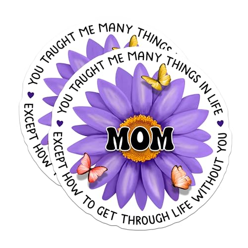(2 Pack) Mom Stickers - Mother's Day Sticker Pack - Butterfly Flower Mom Quotes Stickers - 5" On Longest Side - Sticks to Smooth Flat Surfaces - Made in USA - BMCS6111