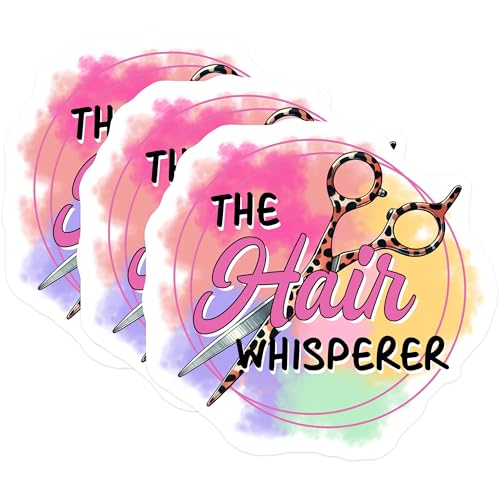 (3 Pack) Hair Stylist Decals - Hair Whisperer Design - Salon Decor - 3 Inches On Longest Side - Easy Peel & Apply - Made in USA - 3MCS6329