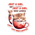 (2 Pack) Cat and Coffee Magnets - Cute Kitten Art - Refrigerator Magnets - 5" On Longest Side - Premium Magnet - for Cars, Refrigerators, Toolboxes, Lockers - Made in USA - MAG14635