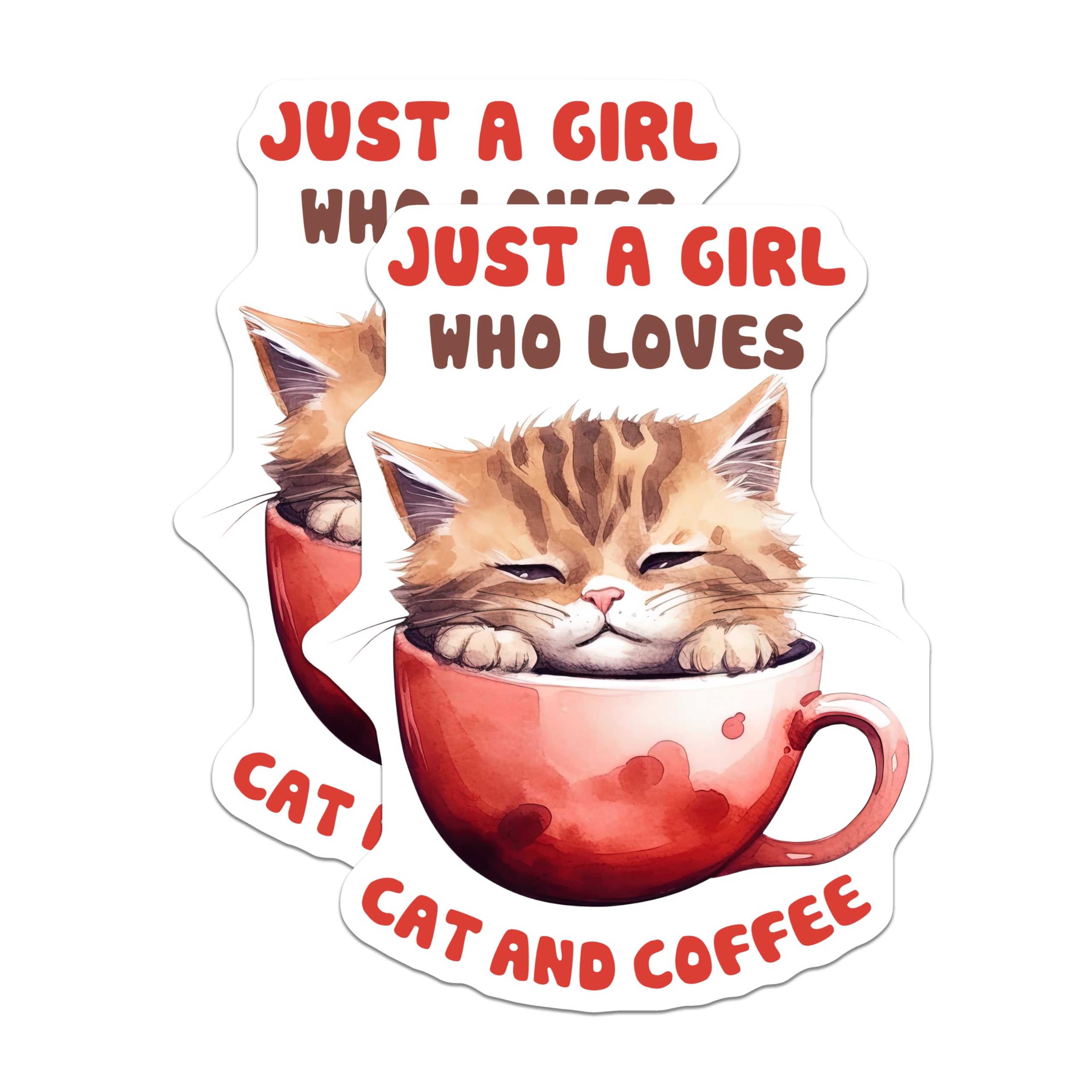(2 Pack) Cat and Coffee Magnets - Cute Kitten Art - Refrigerator Magnets - 5" On Longest Side - Premium Magnet - for Cars, Refrigerators, Toolboxes, Lockers - Made in USA - MAG14635