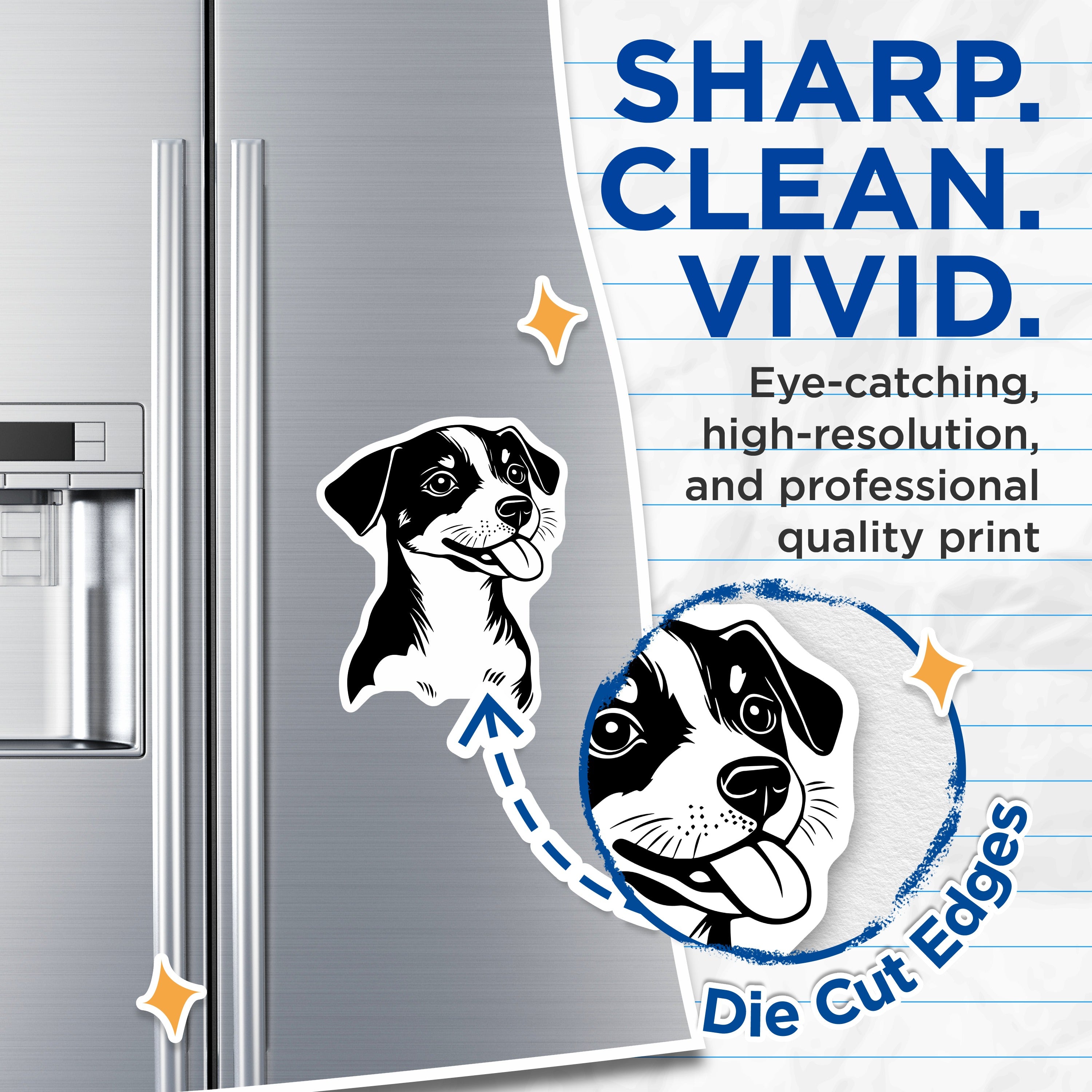 (2 Pack) Cute Dog Magnets - Puppy Face Refrigerator Magnets - Dog Lover Appliance Decor - Pet Owner Vehicle Locker Magnets - 5 Inches On Longest Side - Thick Durable Magnet - Made in USA - MAG37316