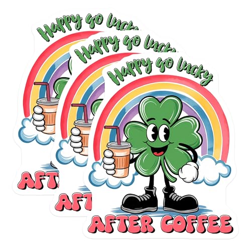 (3 Pack) Shamrock Coffee Decals - Lucky Clover - Saint Patricks Day Decals - 3 Inches On Longest Side - Easy Peel & Apply - Made in USA - 3MCS7165