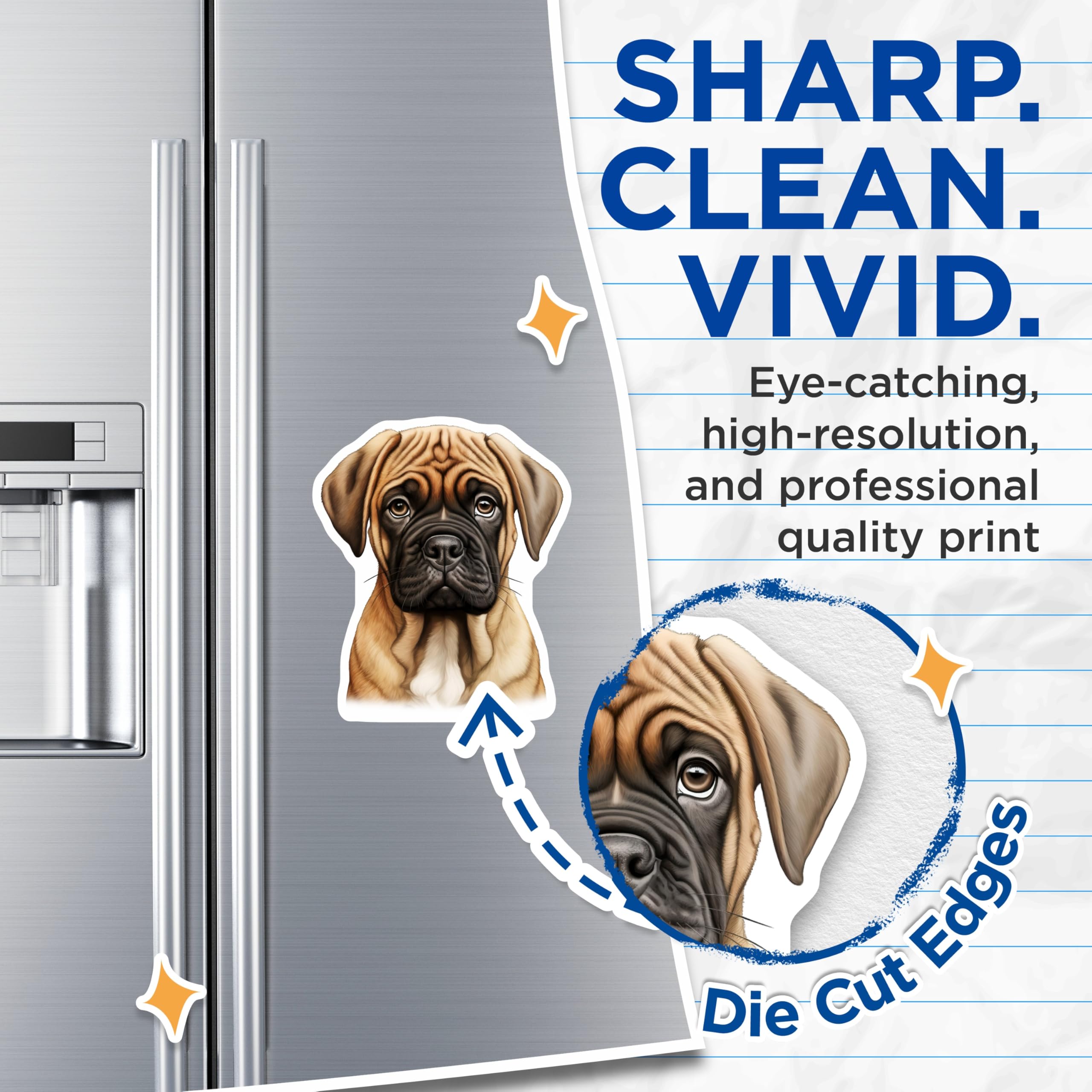 (2 Pack) Bullmastiff Puppy Magnets - Dog Lover Decor - Pet Owner Magnets - Cute Fawn Puppy - Refrigerator Art - 5 Inches On Longest Side - Thick Durable Magnet - Made in USA - MAG28877