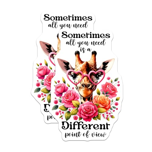 (2 Pack) Giraffe Magnets - Floral Animal Magnets - Inspirational Quote Magnets - 5" On Longest Side - for Cars, Refrigerators, Toolboxes, Lockers - Made in USA BMCS3226