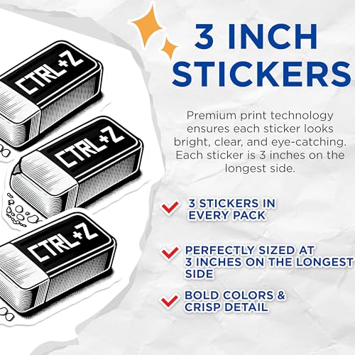 (3 Pack) Ctrl Z Decals - Retro Computer Stickers - Undo Key Decals - 3 Inches On Longest Side - Easy Peel & Apply - Made in USA - 3MCS6191