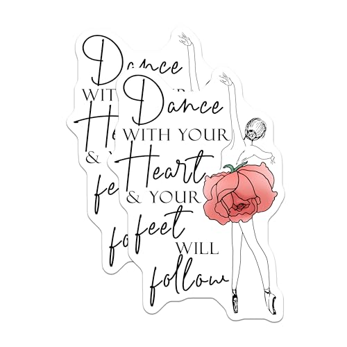 (2 Pack) Dance with Your Heart Magnets - Inspirational Quote Magnet - Ballet Theme - Art for Dancer - Motivation Magnets - 5" On Longest Side - for Cars, Fridges, Toolboxes - Made in USA - MAG4202