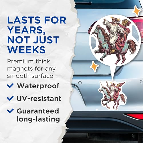(2 Pack) Unicorn Jesus Magnets - Angelic Savior Magnets - Mythical Figure Magnet Decor - 5" On Longest Side - for Cars, Refrigerators, Toolboxes, Lockers - Made in USA BMCS3057