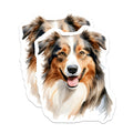 (2 Pack) Australian Shepherd Magnets - Watercolor Dog Art - Aussie Dog Lover Decor - 5 Inches On Longest Side - Thick Durable Magnet - Made in USA - MAG25989