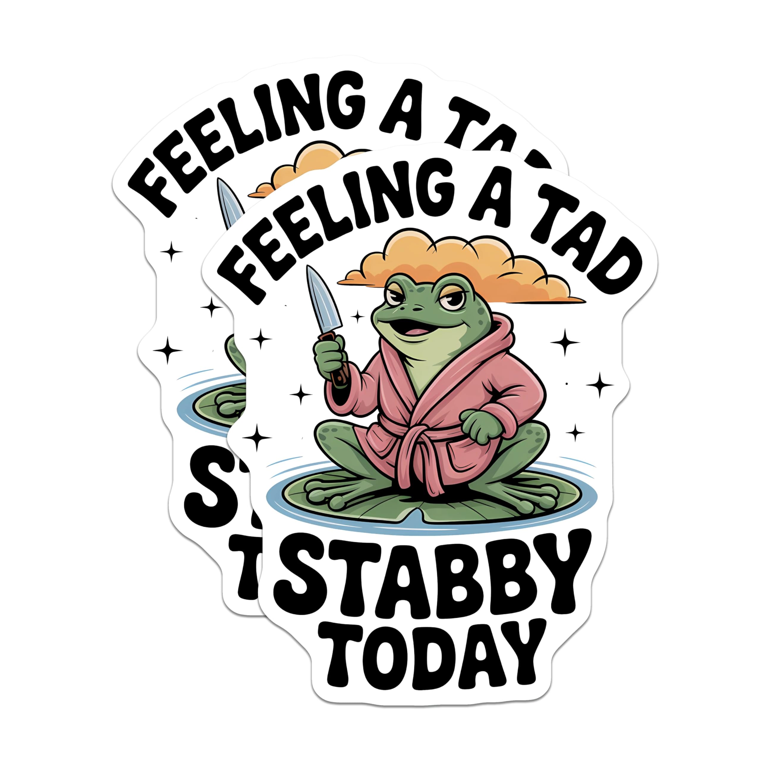 (2 Pack) Feeling A Tad Stabby Magnets - Funny Frog Decor - Sarcastic Statement Magnet - 5" On Longest Side - Premium Magnet - for Cars, Refrigerators, Toolboxes, Lockers - Made in USA - MAG16743