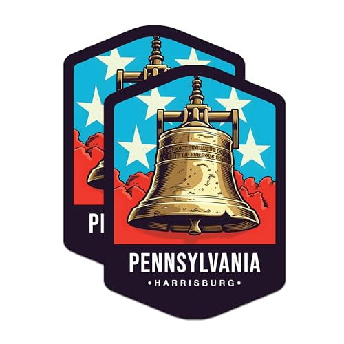 (2 Pack) Pennsylvania State and Capitol Magnets - PA State Magnet - Choose from 50 States - 5" On Longest Side - Premium Magnet - for Cars, Refrigerators, Toolboxes, Lockers - Made in USA - MAG1494