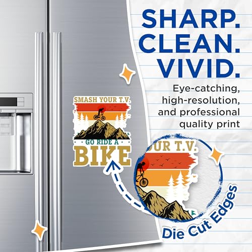 (2 Packs) Smash Your T.V. Go Ride A Bike Magnets - Mountain Biker Bike Rider Magnets - 5 Inches On Longest Side - Premium Magnet - for Fridges, Toolboxes, Cars - Made in USA - MAG2367