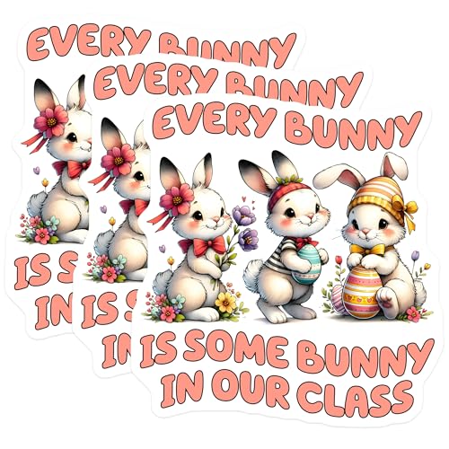 (3 Pack) Easter Bunny Decals - Funny Bunny - Cute Rabbit Decals - 3 Inches On Longest Side - Easy Peel & Apply - Made in USA - 3MCS6904