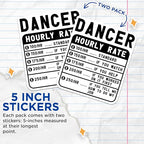 (2 Pack) Dancer Hourly Rate Stickers - Funny Dancer Rates Sticker - Dance Teacher Humor Stickers - 5" On Longest Side - Sticks to Smooth Flat Surfaces - Made in USA - BMCS4940