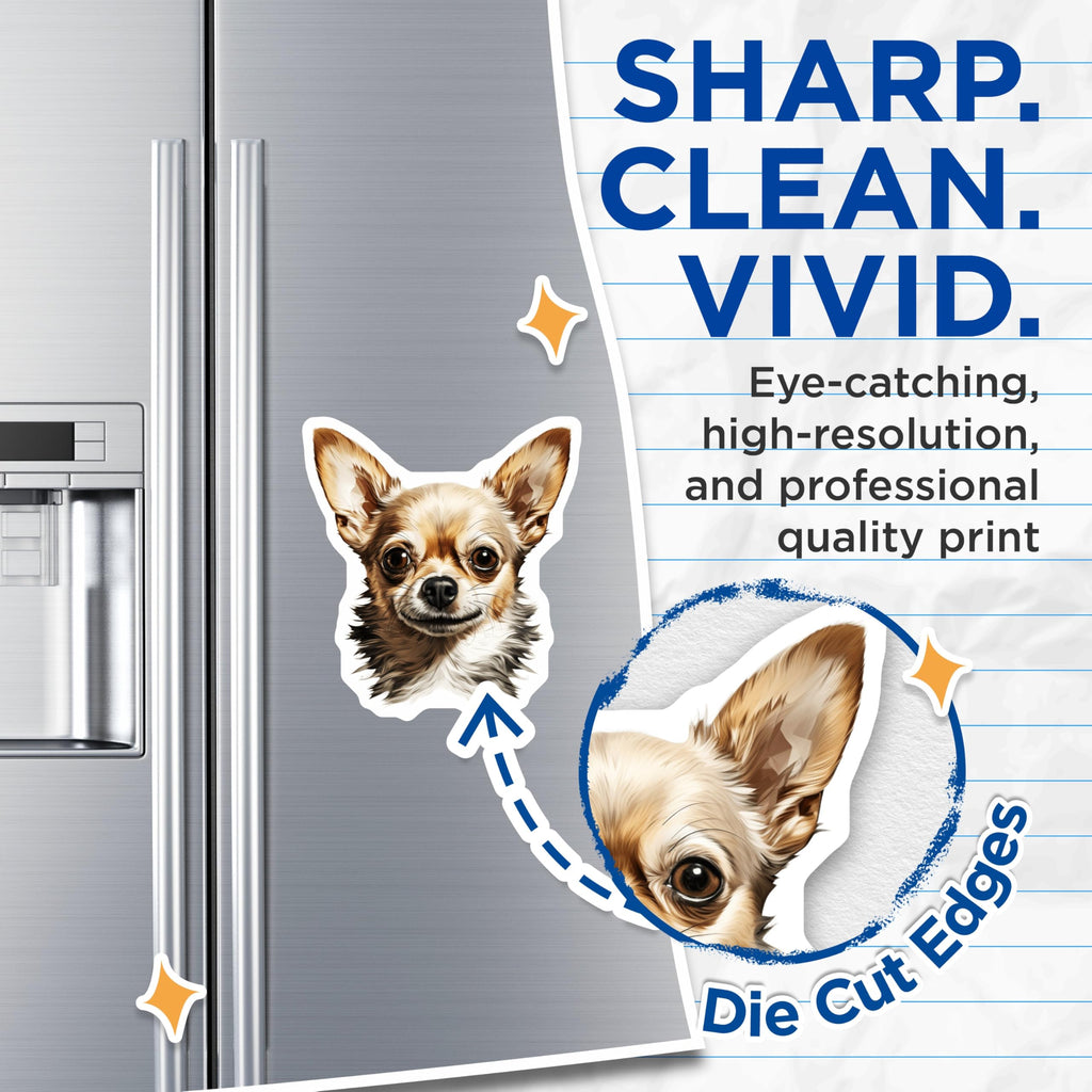 (2 Pack) Chihuahua Dog Magnets - Adorable Canine Companion Decor - Home Refrigerator Locker Accent - Pet Lover Art - 5 Inches On Longest Side - Thick Durable Magnet - Made in USA - MAG23380