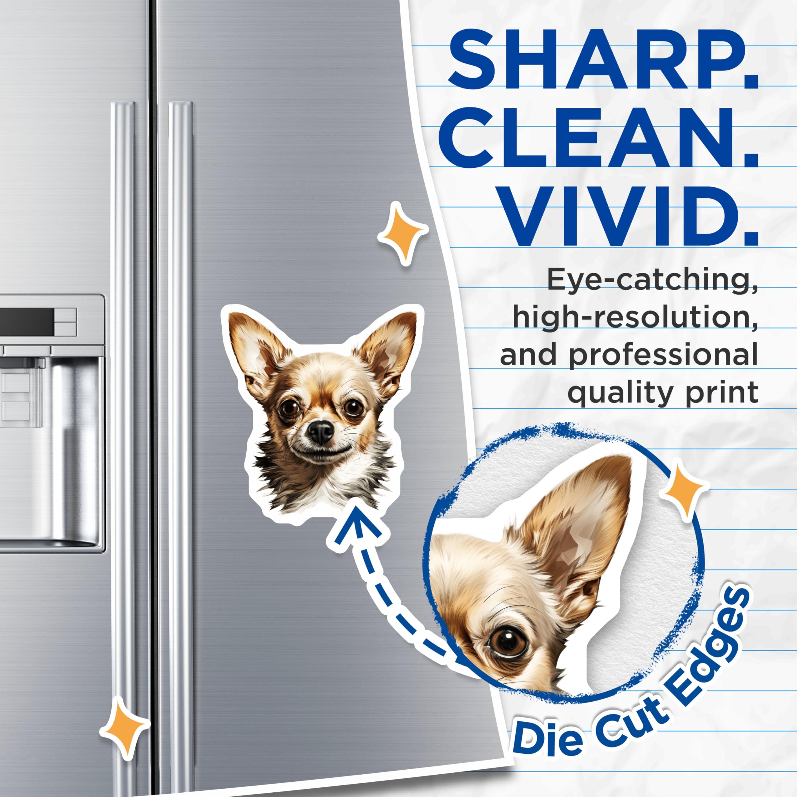 (2 Pack) Chihuahua Dog Magnets - Adorable Canine Companion Decor - Home Refrigerator Locker Accent - Pet Lover Art - 5 Inches On Longest Side - Thick Durable Magnet - Made in USA - MAG23380