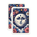 (2 Pack) Celestial Moon Face Magnets - Whimsical Floral Cosmic Kitchen Decor - Tarot Card Style Spiritual Lunar Fridge Art - 5 Inches On Longest Side - Thick Durable Magnet - Made in USA - MAG21755