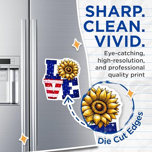 (2 Pack) Love Sunflower Magnets - Patriotic Decor - 5" On Longest Side - for Cars, Fridges, Toolboxes - Made in USA - MAG7871