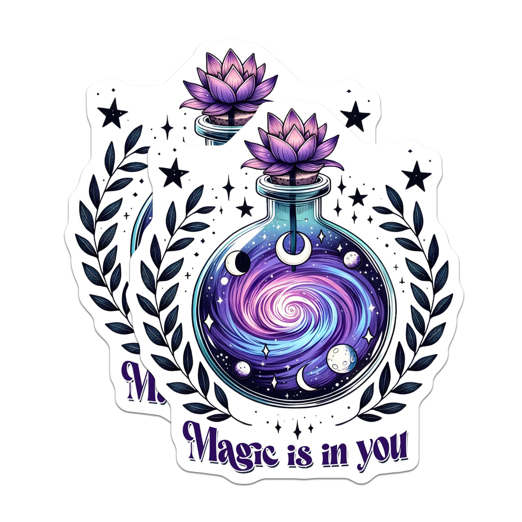 (2 Pack) Celestial Magic Magnets - Space Fantasy - Inspirational Quote - Galaxy Design - 5" On Longest Side - for Cars, Fridges, Toolboxes - Made in USA - MAG8056