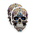 (2 Pack) Skull Stickers - Day of The Dead - Ornate Skull Art Decals - 5" On Longest Side - Sticks to Smooth Flat Surfaces - Made in USA - BMCS8606 - BMCS8606