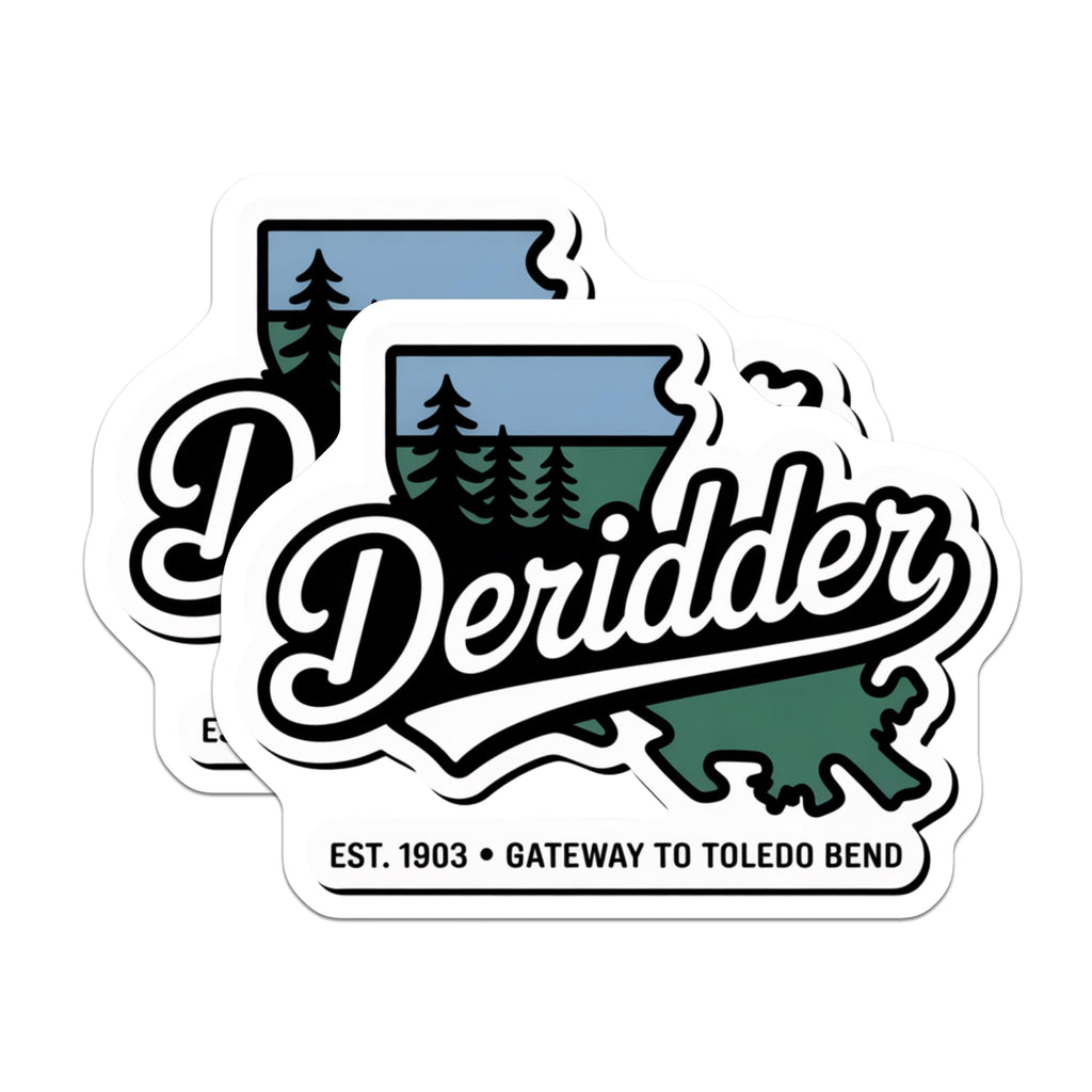 (2 Pack) Deridder Louisiana Magnets - Toledo Bend Gateway Souvenirs - Est 1903 Pine Forest Decor - 5 Inches On Longest Side - Thick Durable Magnet - Made in USA - MAG19063