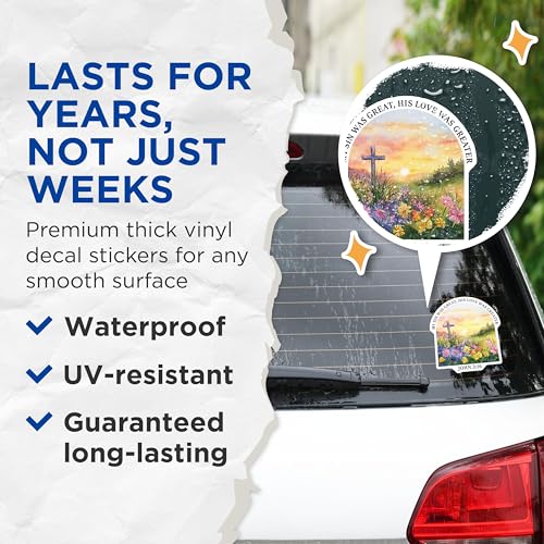 (2 Pack) John 3:16 Stickers - Christian Stickers - Inspirational Bible Quote Stickers - 5" On Longest Side - Sticks to Smooth Flat Surfaces - Made in USA - BMCS9566