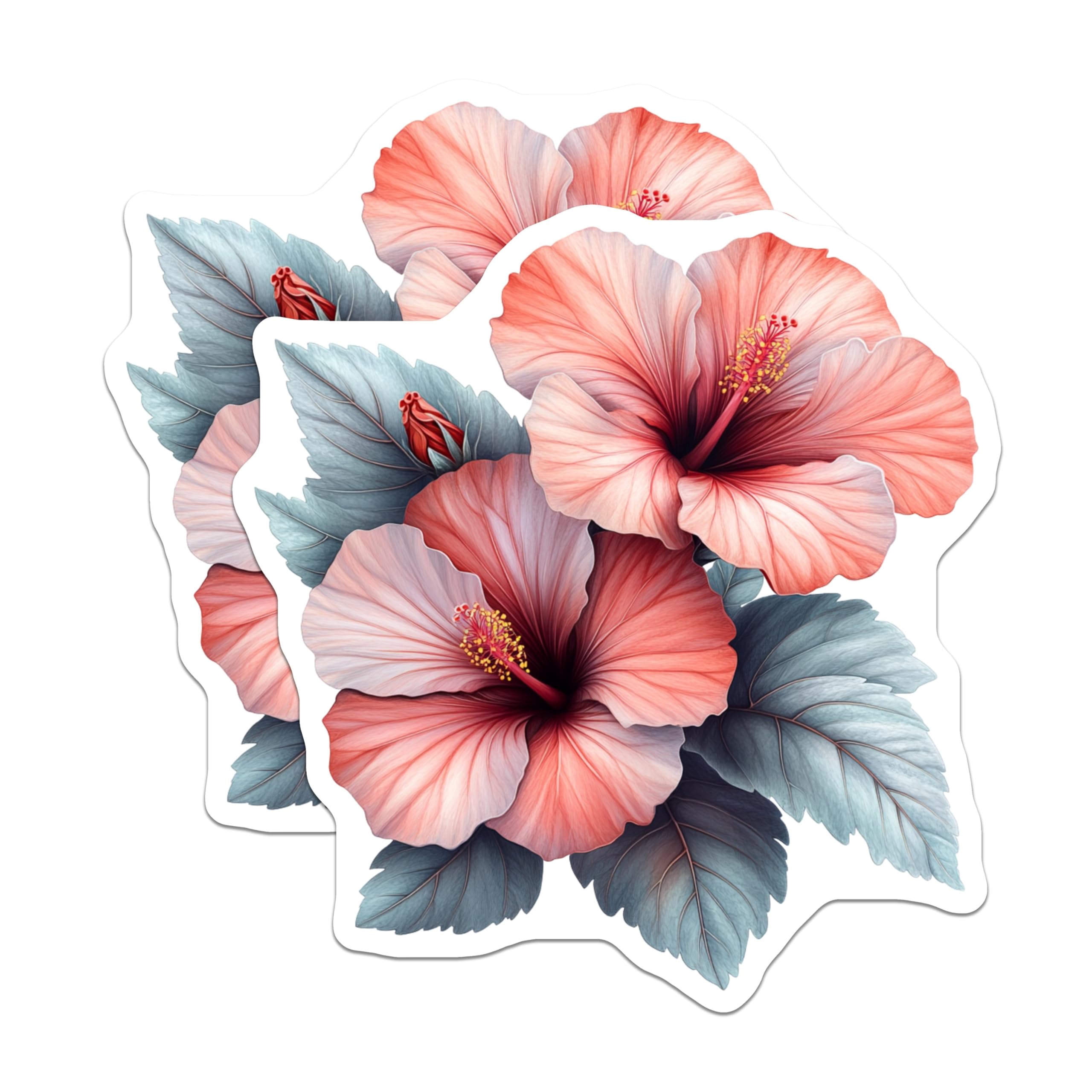 (2 Pack) Hibiscus Flower Magnets - Tropical Botanical Decor - Kitchen Refrigerator Accessory - Nature Lover Aesthetic - 5 Inches On Longest Side - Thick Durable Magnet - Made in USA - MAG27743