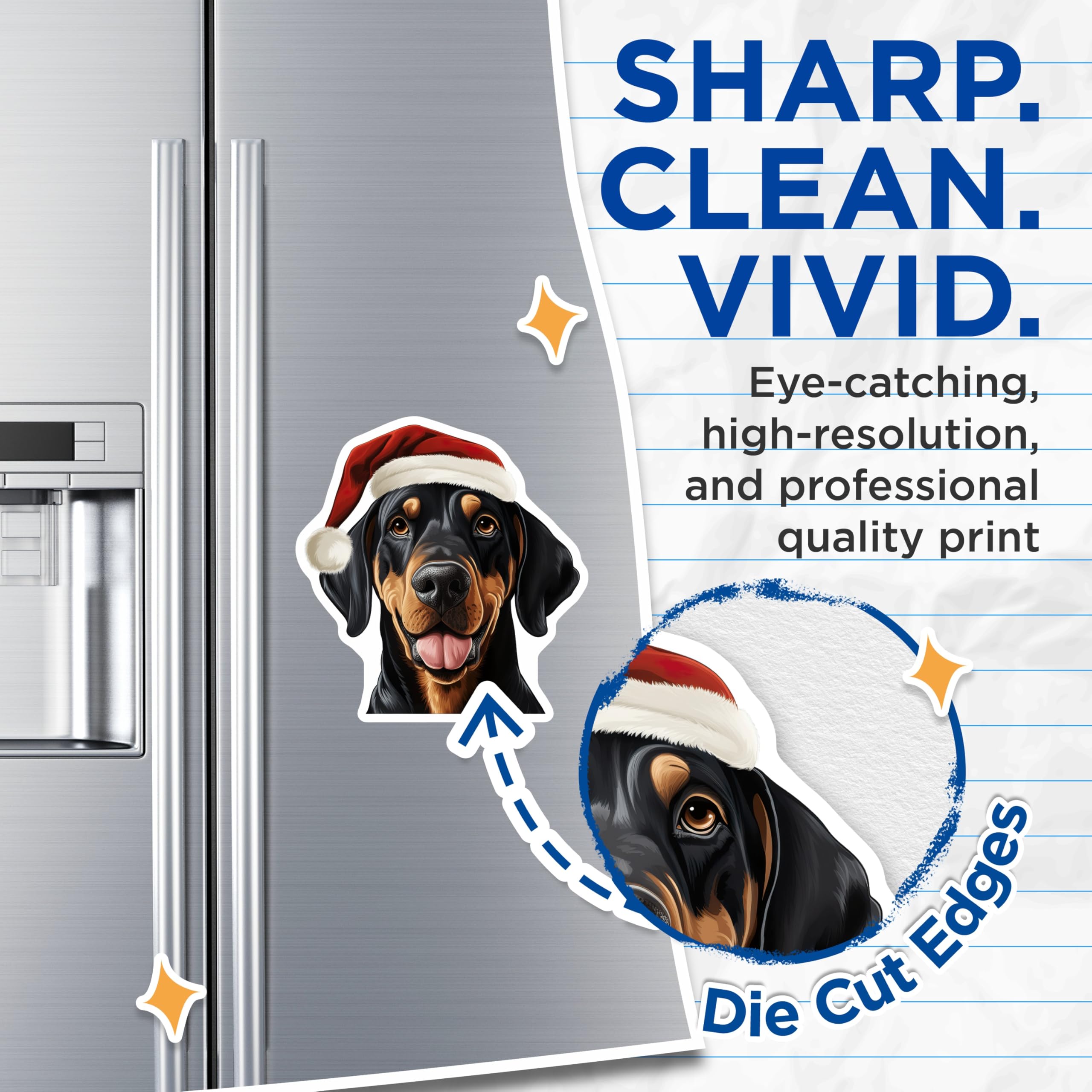 (2 Pack) Christmas Dog Magnets - Santa Hat Pet Decor - Festive Animal Kitchen Accent - 5 Inches On Longest Side - Thick Durable Magnet - Made in USA - MAG30190