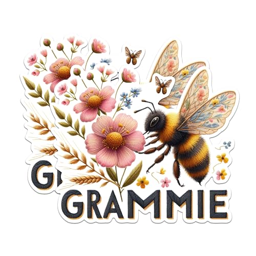 (2 Pack) Grammie Bee Flower Magnets - Cute Bee Nature Magnets - Flowery Bee Illustration Magnets- 5" On Longest Side - for Fridges, Toolboxes, Cars - Made in USA - MAG2582