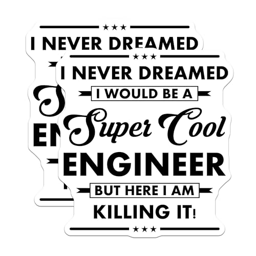 (2 Pack) Cool Engineer Stickers - Engineering Power - Pride and Accomplishment - 5" On Longest Side - Sticks to Smooth Flat Surfaces - Made in USA - BMCS6050