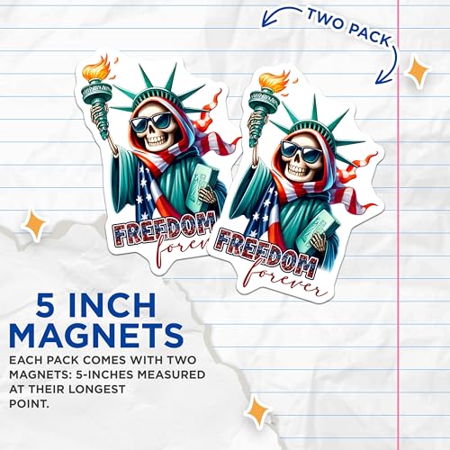 (2 Pack) Freedom Forever Magnets - 5" On Longest Side - for Cars, Fridges, Toolboxes - Made in USA - MAG7925