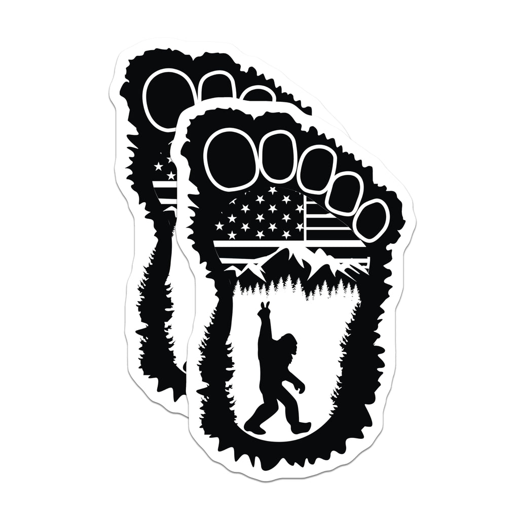 (2 Pack) Bigfoot Magnets - American Flag Design - Sasquatch Forest Decor - 5 Inches On Longest Side - Thick Durable Magnet - Made in USA - MAG23161