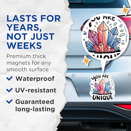 (2 Pack) Inspirational Quote Magnets - Crystal Design - Unique Magnets for Motivation - 5" On Longest Side - for Cars, Fridges, Toolboxes - Made in USA - MAG6619
