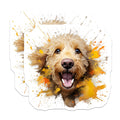 (2 Pack) Goldendoodle Magnets - Watercolor Dog Art - Happy Pet Lover - Smiling Puppy Fridge Decor - 5 Inches On Longest Side - Thick Durable Magnet - Made in USA - MAG25514