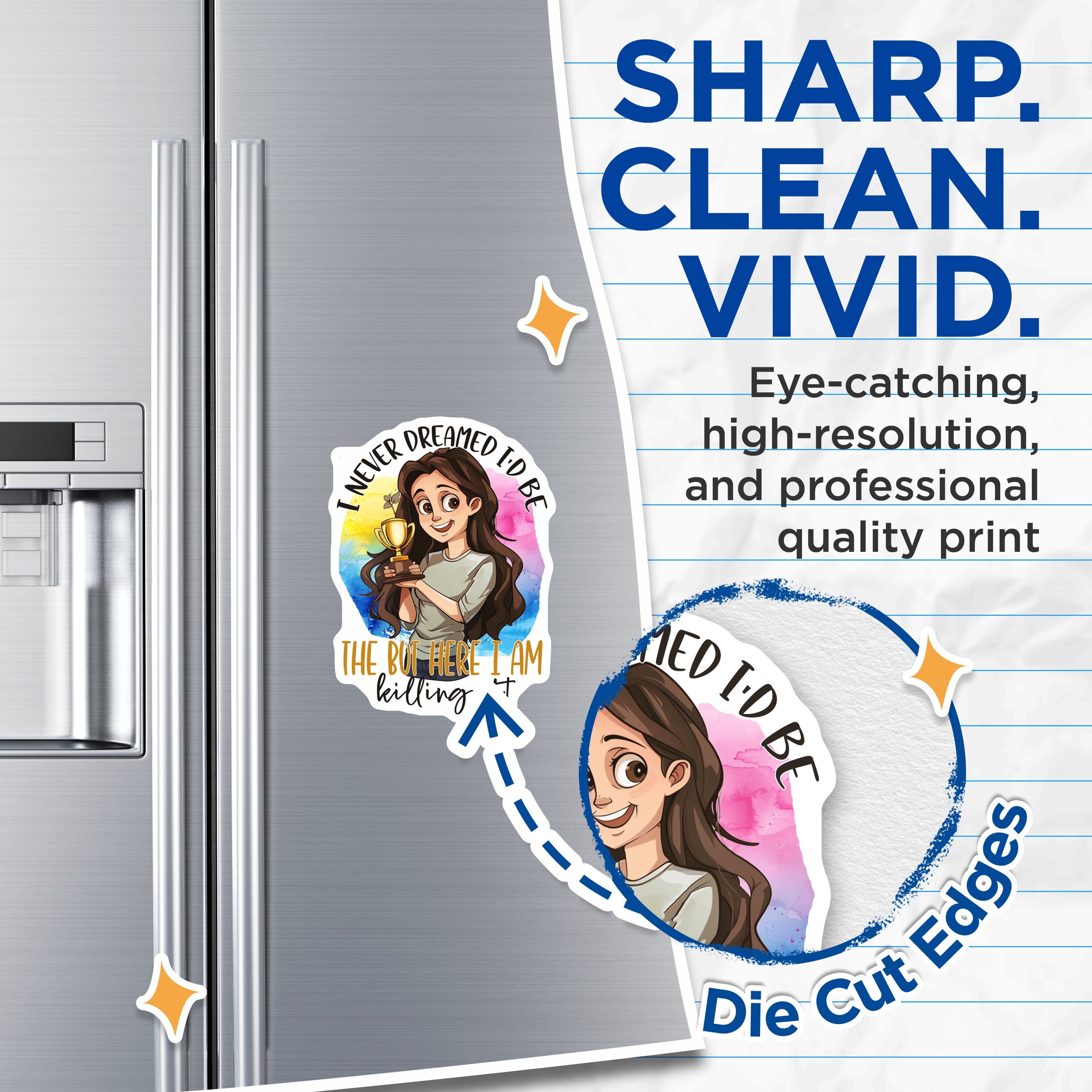 (2 Pack) Killing It Magnets - Empowering Woman Fridge - Positive Vibe Office Decor for Her - Motivational Achievement Award - 5" - Durable Magnet - Made in USA - MAG38897