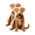 (2 Pack) Airedale Terrier Magnets - Cheerful Dog Breed Art - Pet Lover Refrigerator Decor - Canine Home Accent Display - 5 Inches On Longest Side - Thick Durable Magnet - Made in USA - MAG23945