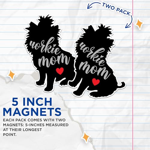 (2 Packs) Workie Mom Dog Breed Magnets - Workie Magnets - 5 Inches On Longest Side - Premium Magnet - for Fridges, Toolboxes, Cars - Made in USA - MAG2542